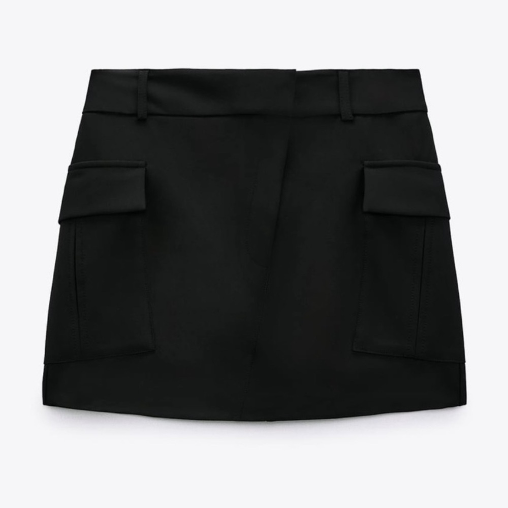 Zara Black Cargo Skirt Size S - Picture 2 of 11